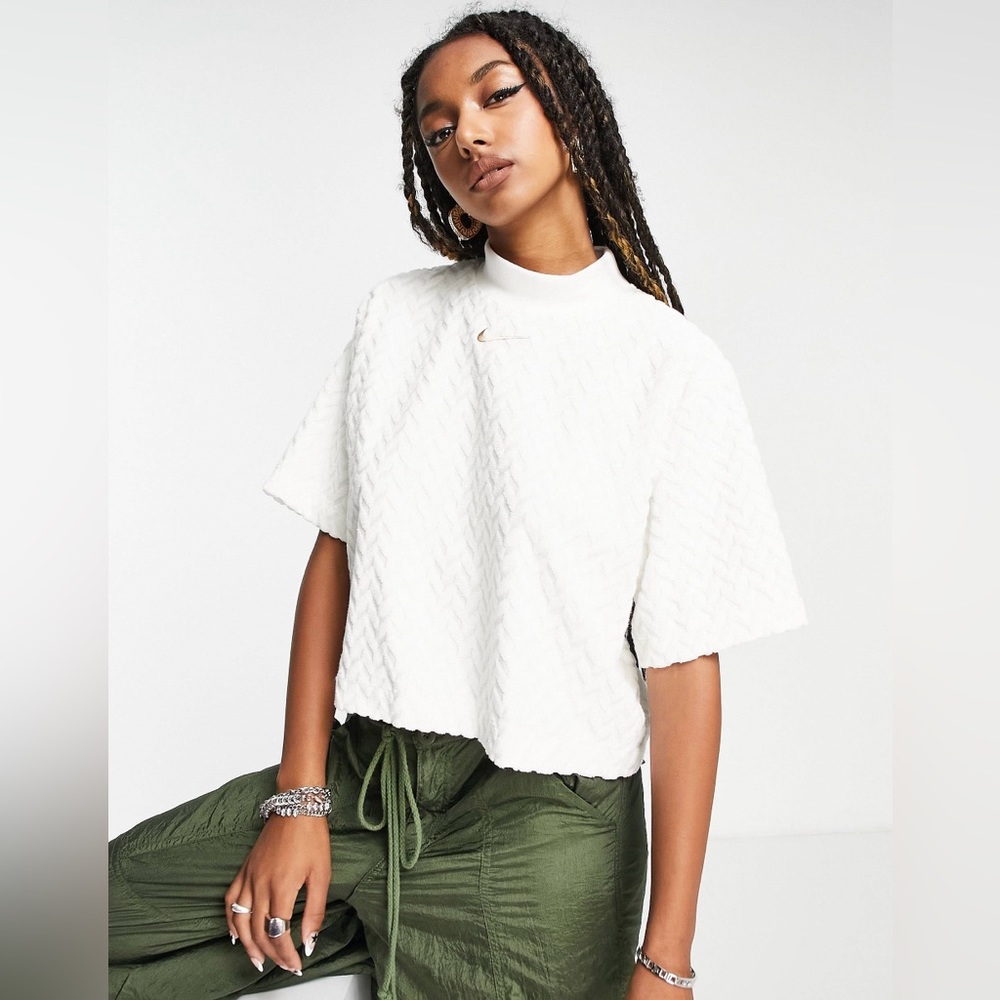 Nike jacquard all over print boxy t-shirt in cream